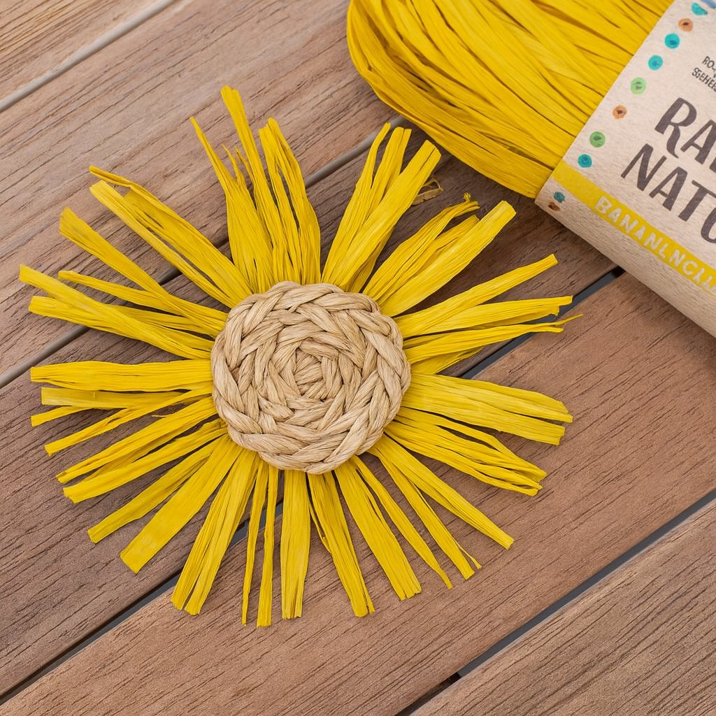 Raffia-Naturbast, 50g, bananengelb