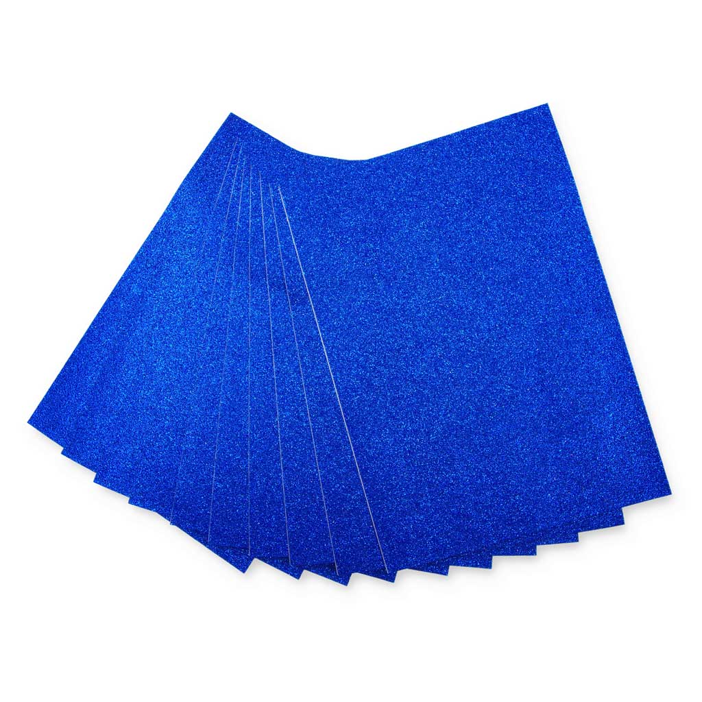Glitter-Moosgummi, A4, 10 Bogen königsblau