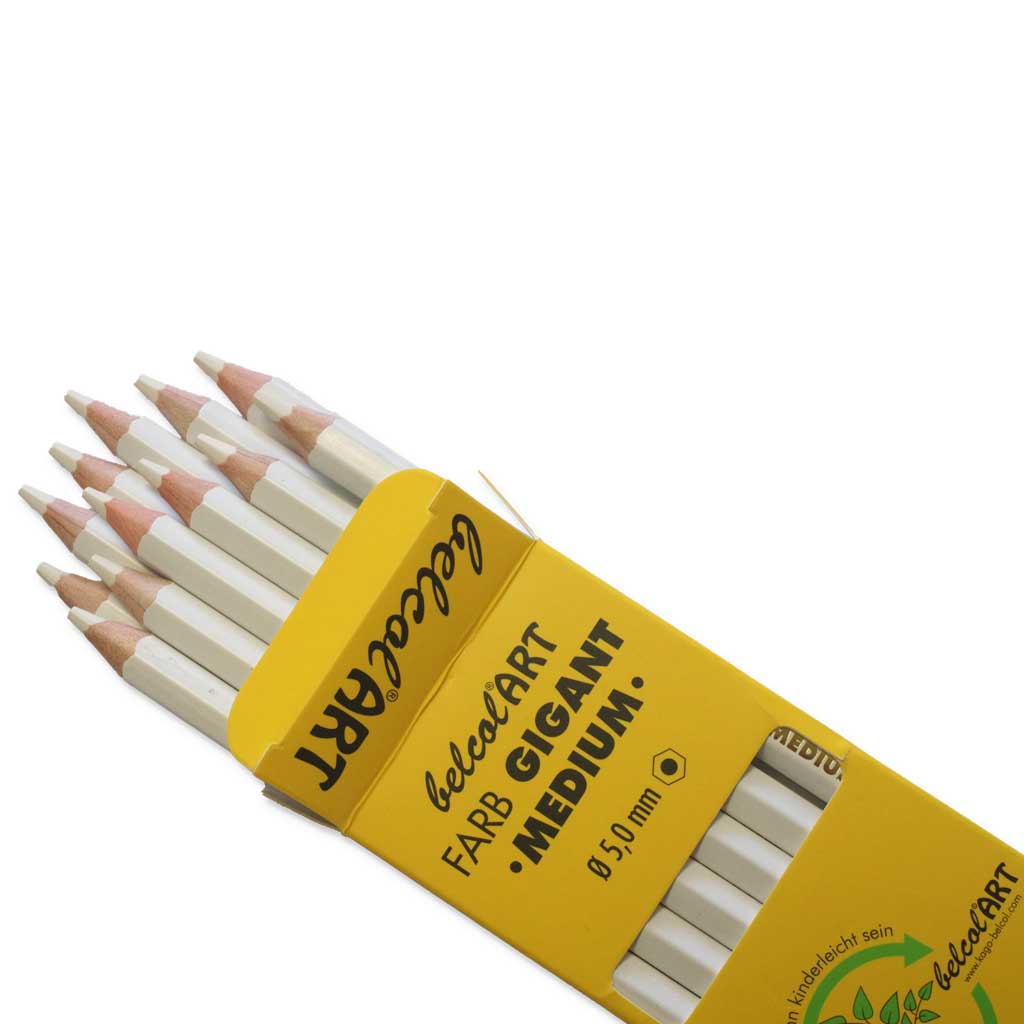 belcolART FARB GIGANT MEDIUM, 12 Stifte Weiß