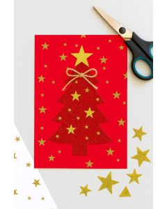 Fotokarton mit Sternen 50x70cm 10 Bogen, rot/gold