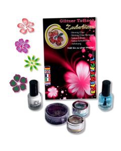 Glitzer-Tattoo-Set mit Pinsel und Schablonen